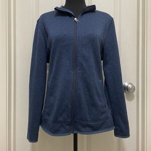 Eddie Bauer Radiator Knit Fleece Jacket Navy Full Zip Lightweight Casual L XL